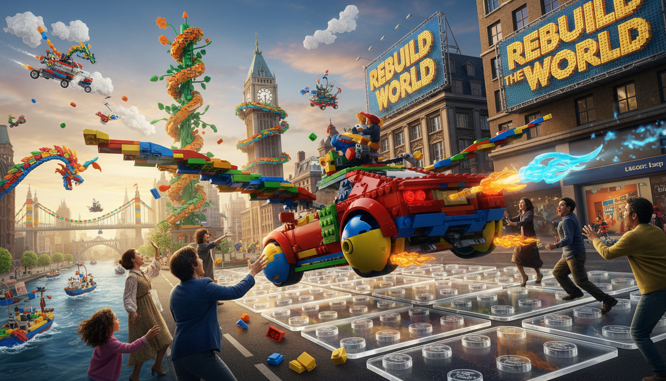 Image: A dynamic and imaginative scene from the LEGO 